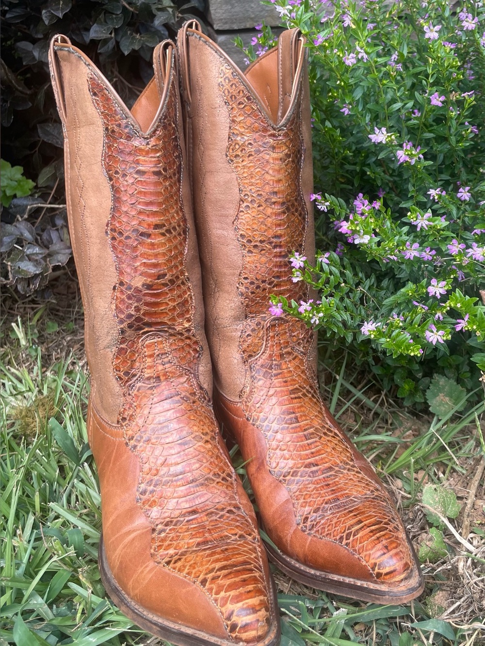 Vintage Laredo Genuine Snakeskin and Leather Cowgirl Boots